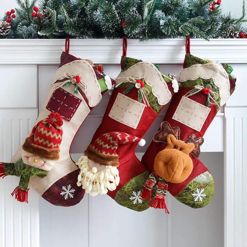 ถุงเท้าคริสต์มาสสไตล์ร้อนถุงของขวัญคริสต์มาสของตกแต่งฉากคริสต์มาส